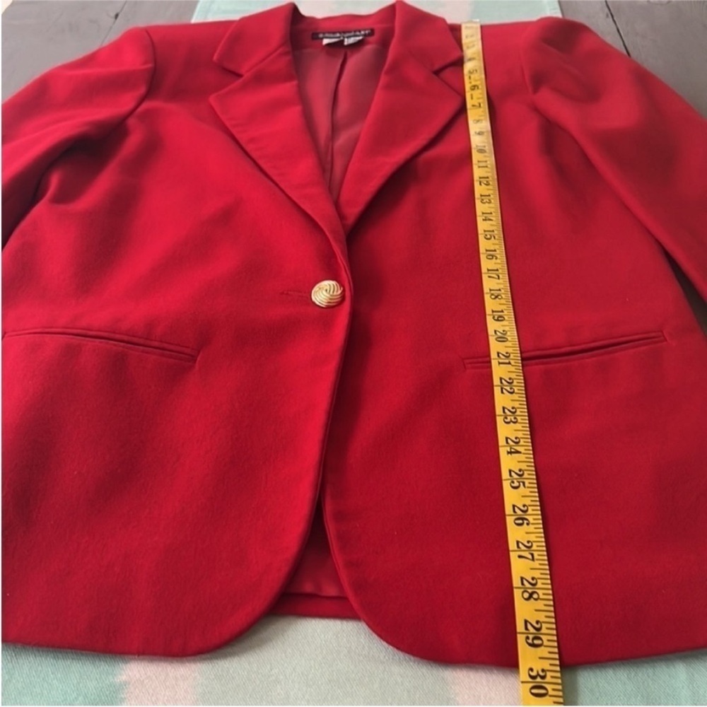 Savannah Vintage Red Wool Blazer Gold Button Jacket Size 10 - Picture 10 of 14
